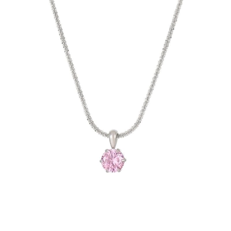 2 Pieces Classic Style Solid Color 304 Stainless Steel Zircon White Gold Plated Gold Plated Inlay Pendant Necklace