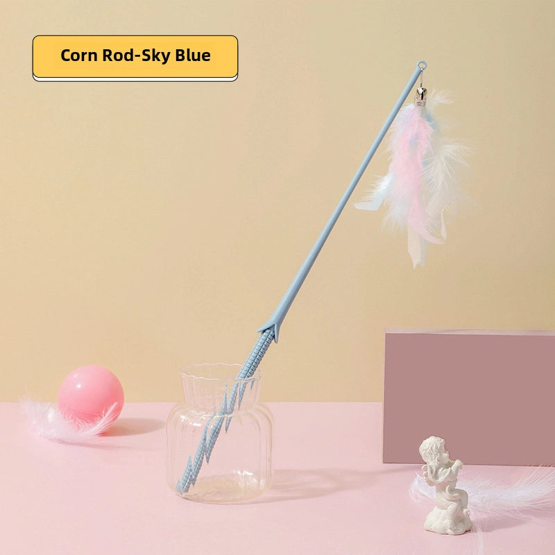 Upgrade Glue Suction Cup Steel Wire Rod Feather Tease Cat Stick Cat Self-Hi Relief Mi Toy Supplies