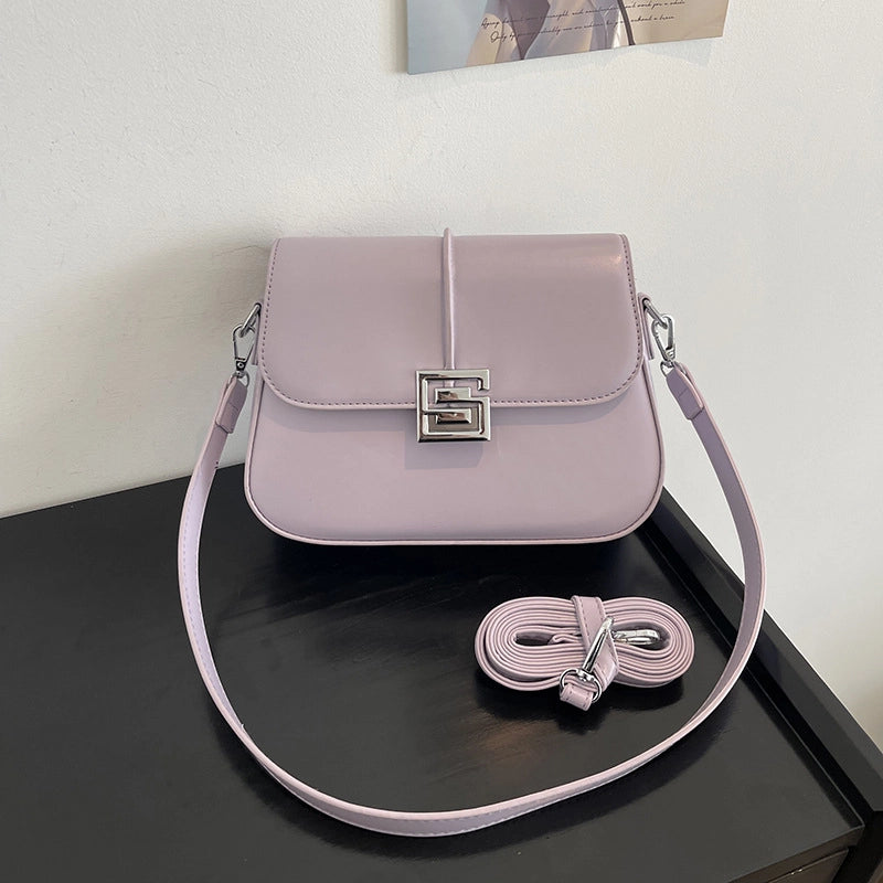 Women's Medium Pu Leather Solid Color Vintage Style Classic Style Square Magnetic Buckle Shoulder Bag