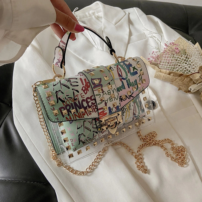 Snakeskin Pattern Buckle Single Shoulder Messenger Small Square Bag