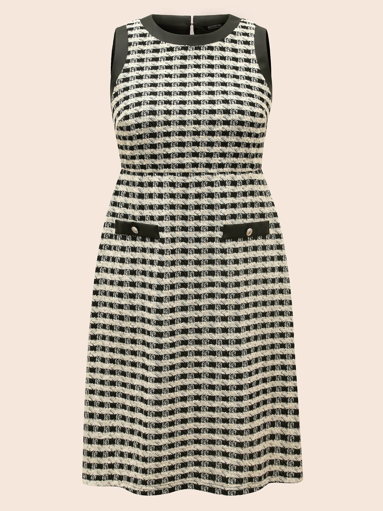 Tweed Patchwork Split Hem Dress