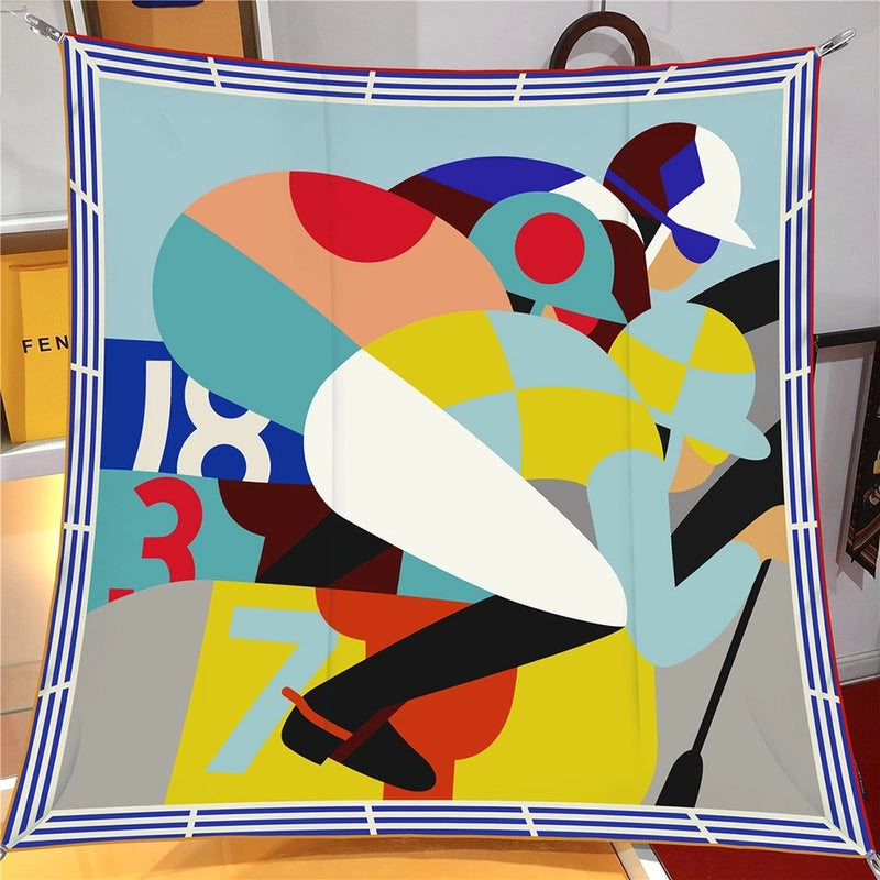 Women's Casual Human Twill Printing Silk Scarf