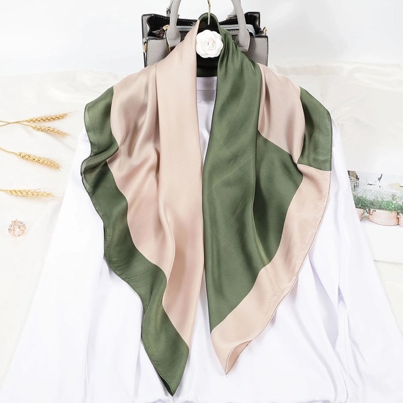 2 Pieces Women'S Ig Style Minimalist Color Block Flower Satin Silk Scarf