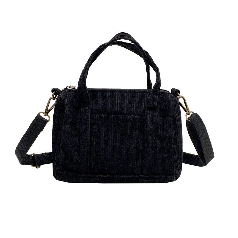 Women's Small Canvas Solid Color Basic Streetwear Cylindrical Zipper Shoulder Bag Handbag Crossbody Bag