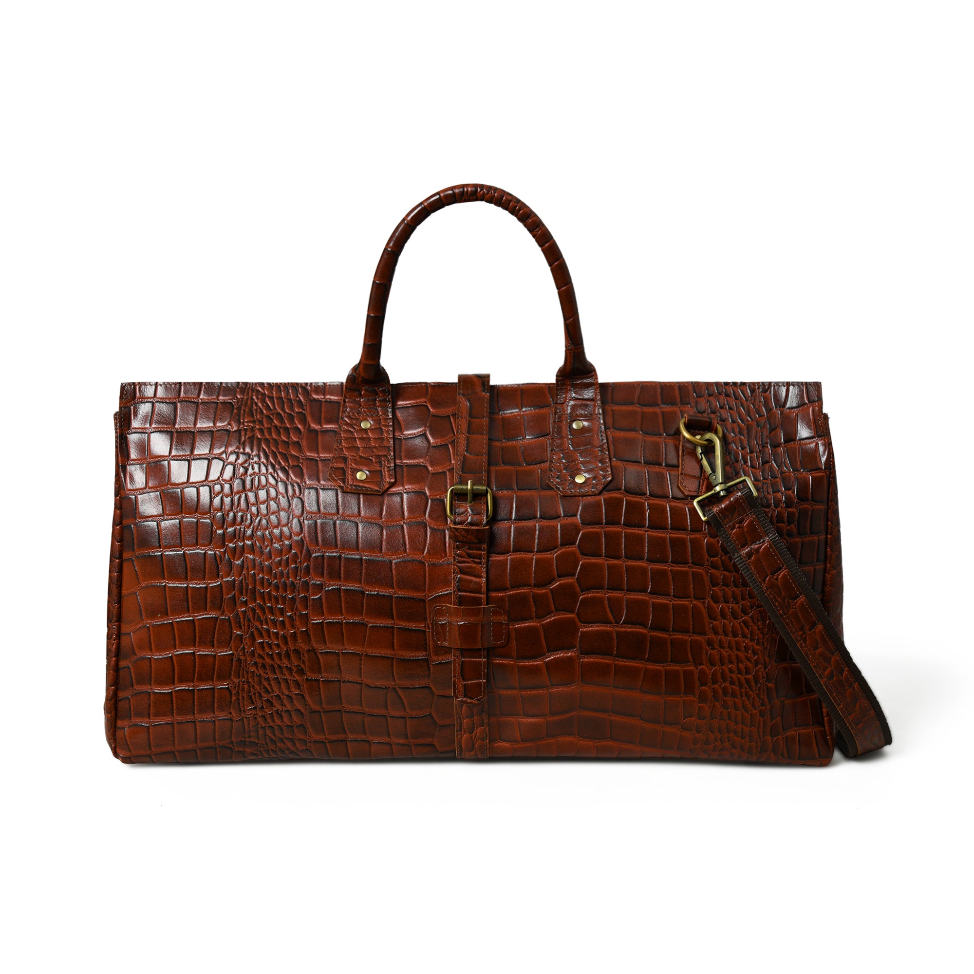 Brown Croco Pattern Duffle