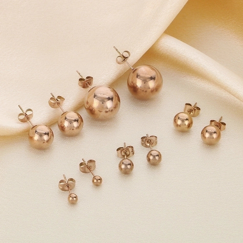 1 Pair Minimalist Round 304 Stainless Steel 18K Gold Plated Ear Studs