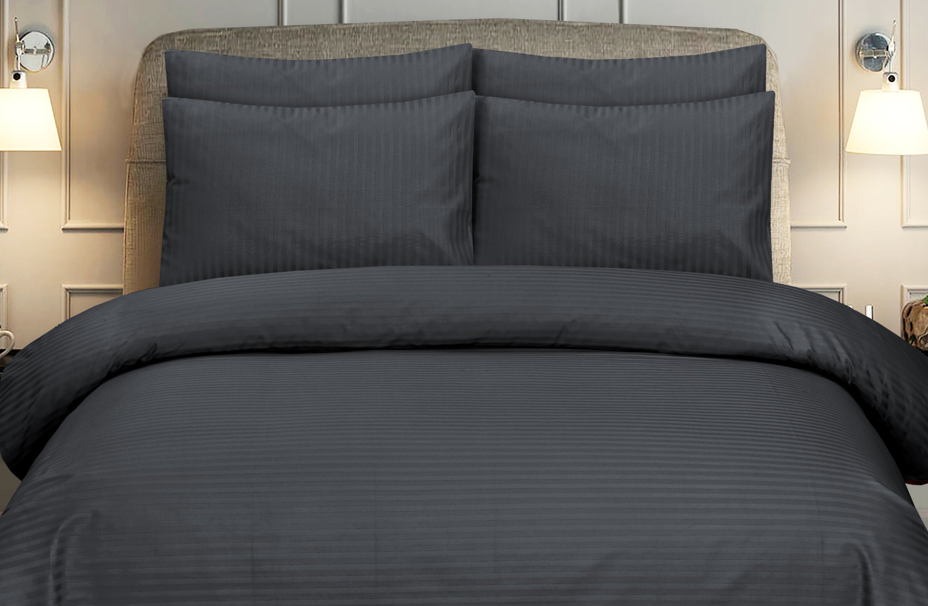 Grey Stripe-Bed Sheet Set
