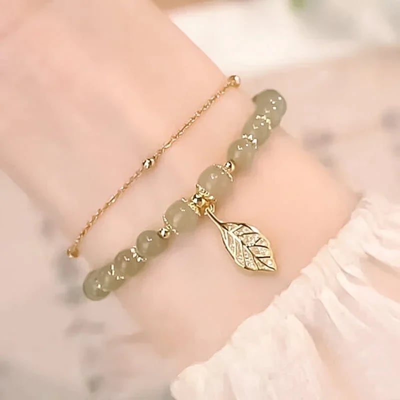 🔥 BIG SALE - 48% OFF🔥🔥Hetian Jade Gold Leaf Bracelet