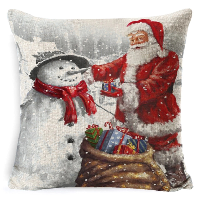 Retro Christmas Tree Santa Claus Christmas Socks Linen Pillow Cases