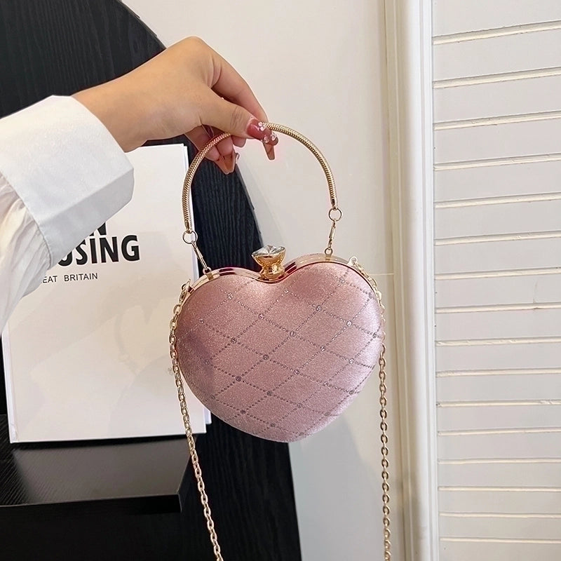 Corduroy Lingge Sewing Thread Heart-shaped Contrasting Colors Evening Bags