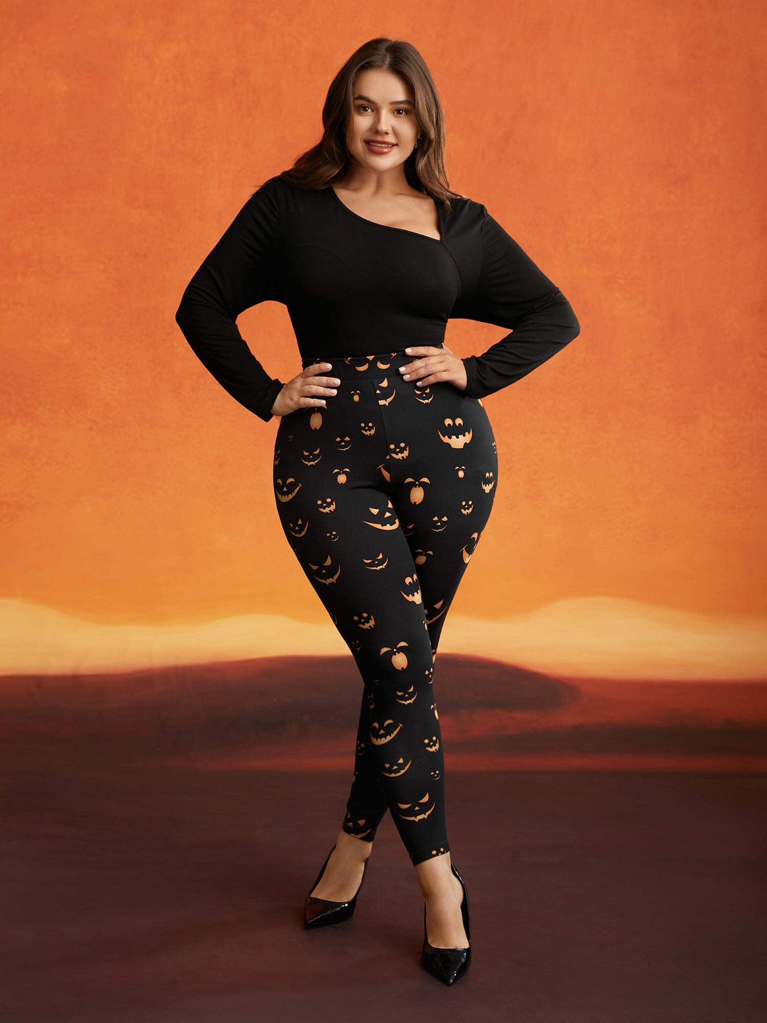 Stretchy Jack-o-Lantern Leggings