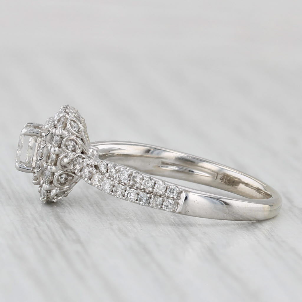 0.73ctw Diamond Princess Halo Engagement Ring 14k White Gold Size 6.25
