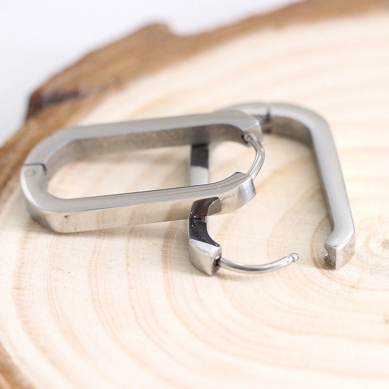 1 Pair Minimalist Oval Plating Stainless Steel Earrings