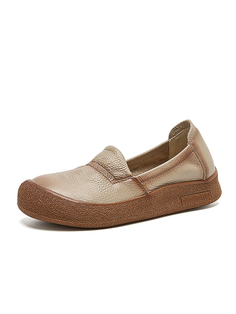 Women Summer Casual Genuine Leather Flat Shoes