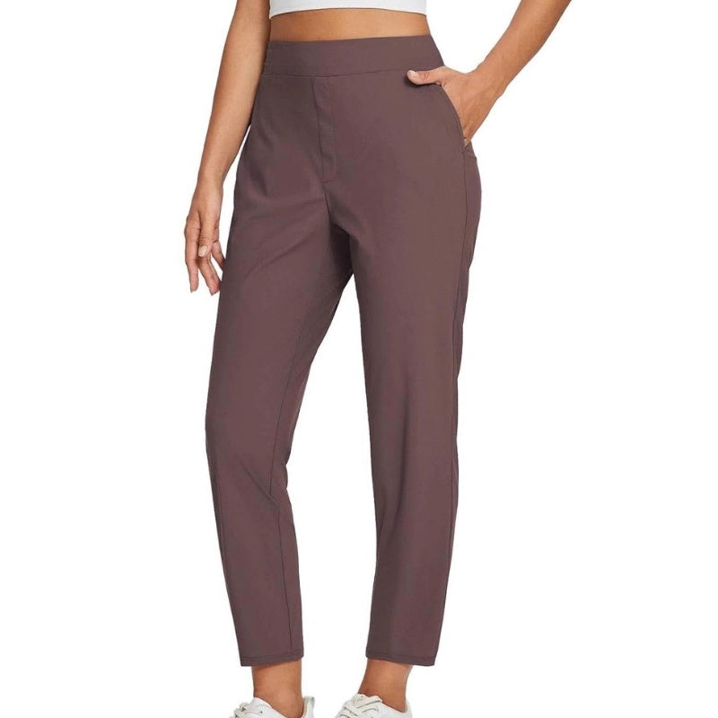 🍃Women's Elastic High-Waist Pants - Secure Pockets, Slim Fit, UK Sizes