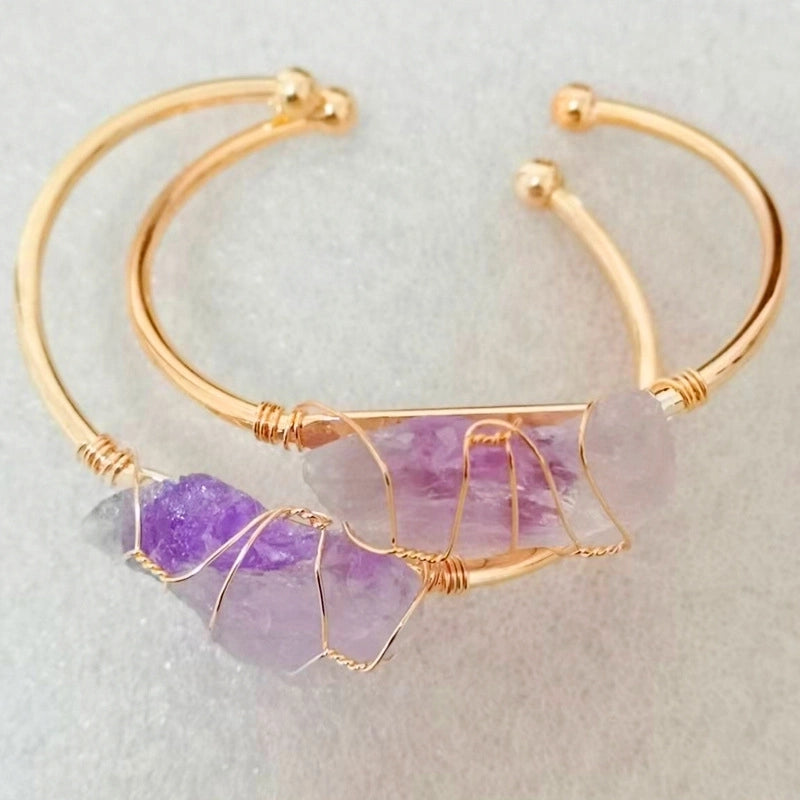 10 Pieces Ethnic Style Geometric Crystal Handmade Bangle
