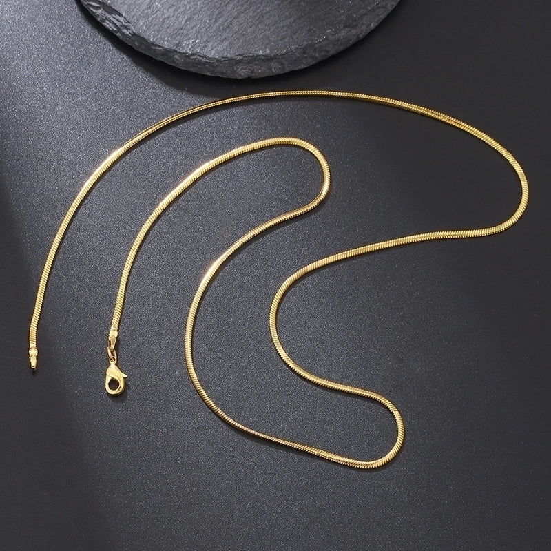 Vintage Style Solid Color Stainless Steel 14K Gold Plated Plating Pendant Necklace