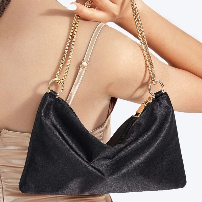 Women's Small All Seasons Satin Solid Color Classic Style Square Zipper Shoulder Bag