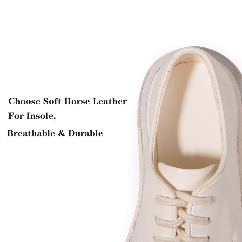 Casual Horsehide Leather Lace-Up Derby Shoes Handmade Oxford Shoes for Women in Black/White