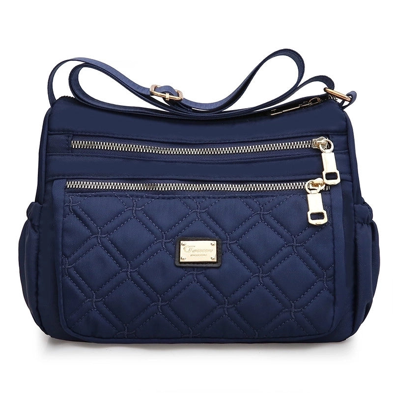 Women's Large Nylon Lingge Fashion Square Zipper Crossbody Bag