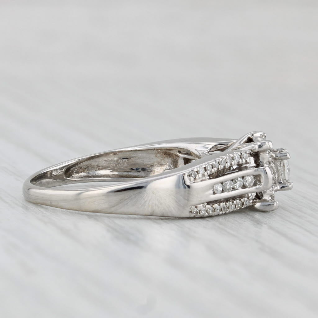 0.52ctw Princess Diamond Halo Engagement Ring 14k White Gold Size 9