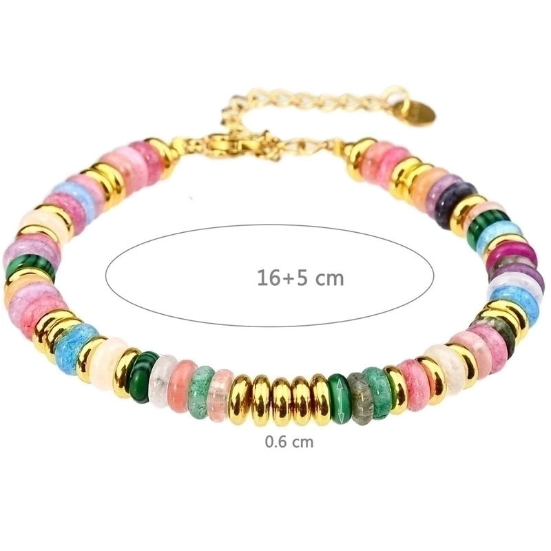 Minimalist Classic Style Round 316L Stainless Steel  Semi-precious Stone Bracelets