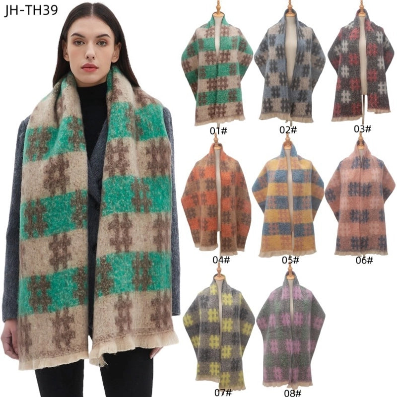 Unisex Casual Minimalist Geometric Color Block Polyester Scarf