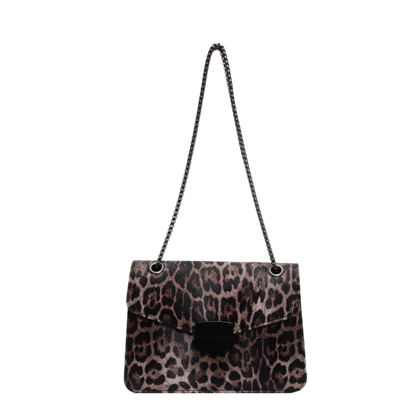 Women's Small Pu Leather Leopard Vintage Style Square Magnetic Buckle Shoulder Bag Crossbody Bag