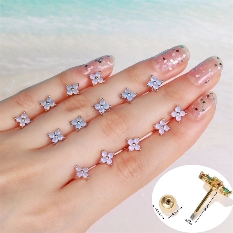 Ear Cartilage Rings & Studs Flower Brass Gem