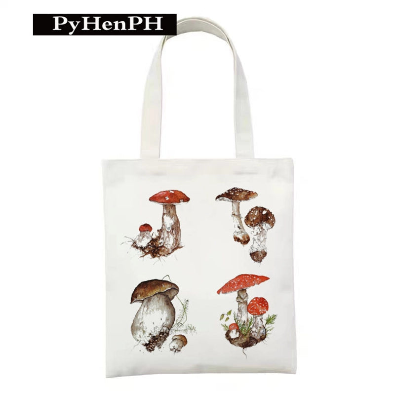Women's Polyester Cartoon Leaves Streetwear Square Open Canvas Bag