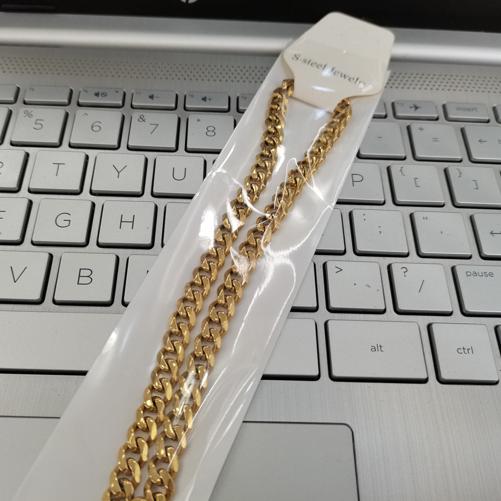 10 Pieces Unisex Hip Hop Metal Chain Geometric Stainless Steel Electroplating Necklaces