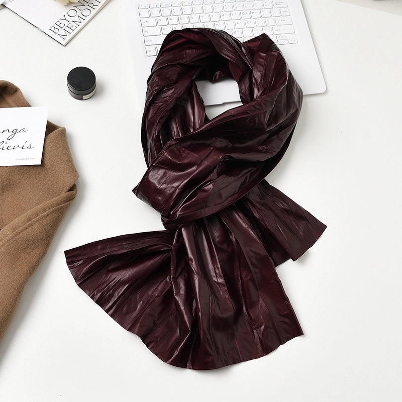 Women's Minimalist Solid Color Polyester Leather Scarf
