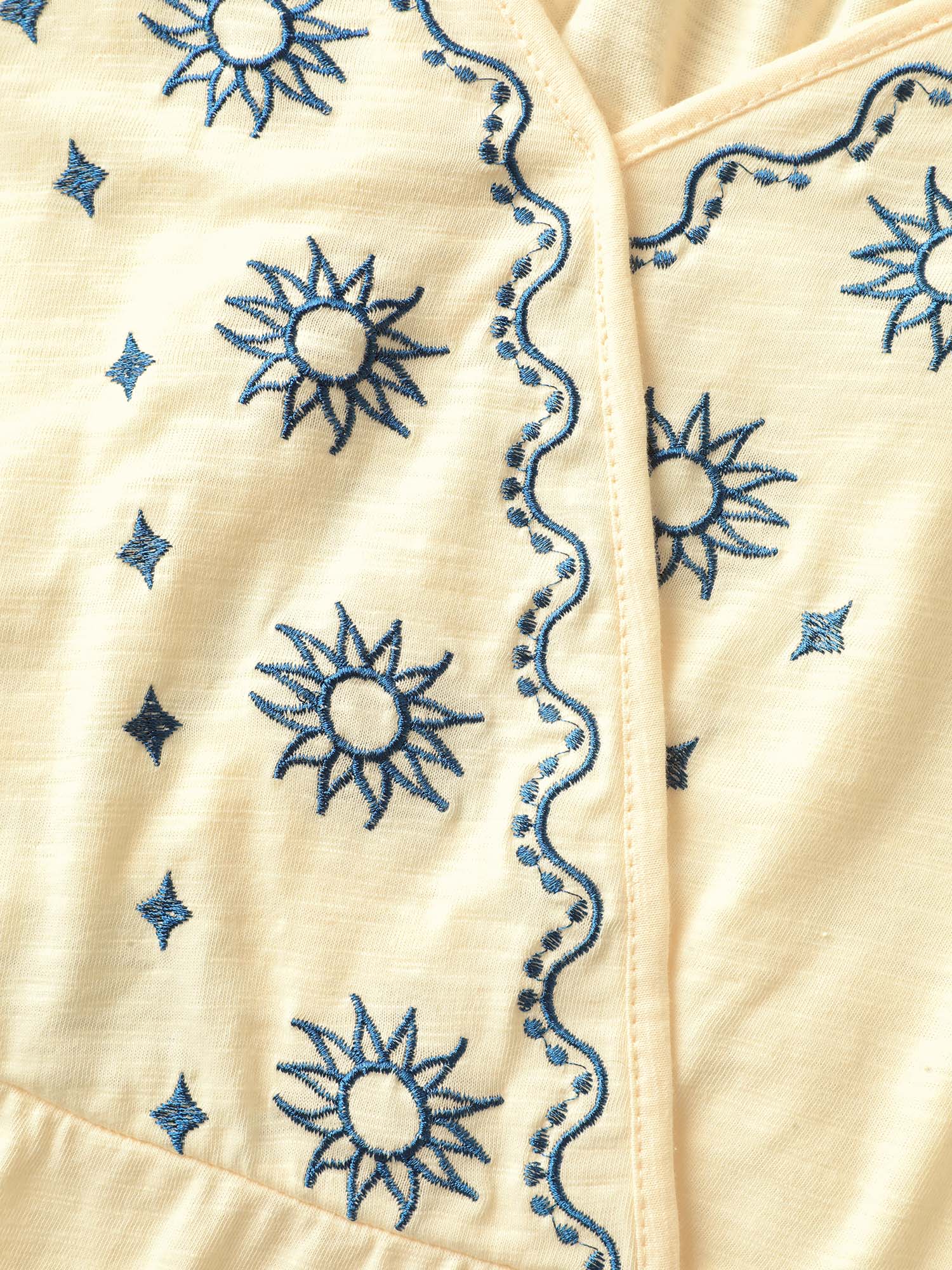 Boho Embroidery Surplice Neck Babydoll Top