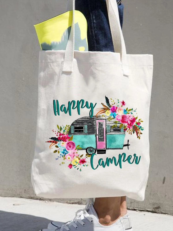 Women's Printed Shopping Bag Casual Shopping Handbag Women's Shoulder Bag Large Capacity New Artistic Fresh Women's Bag