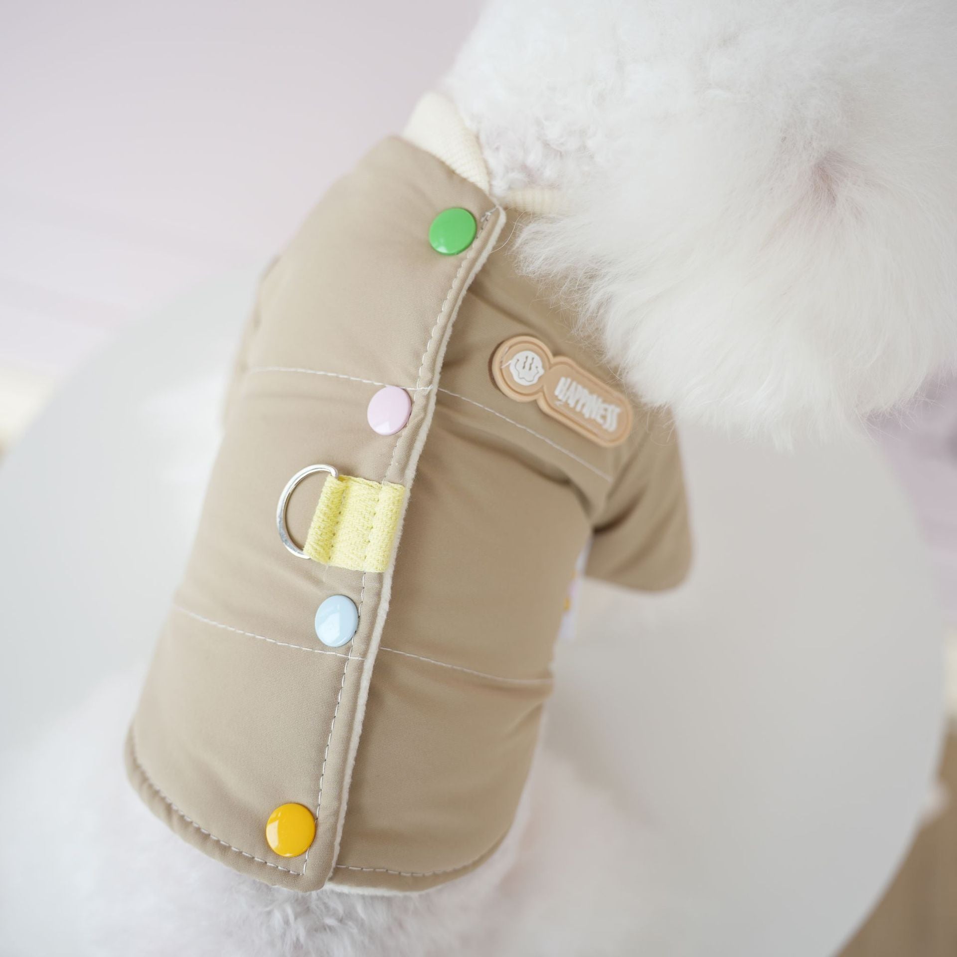 Cute Color Block Buttoned Dog Harness Jacket