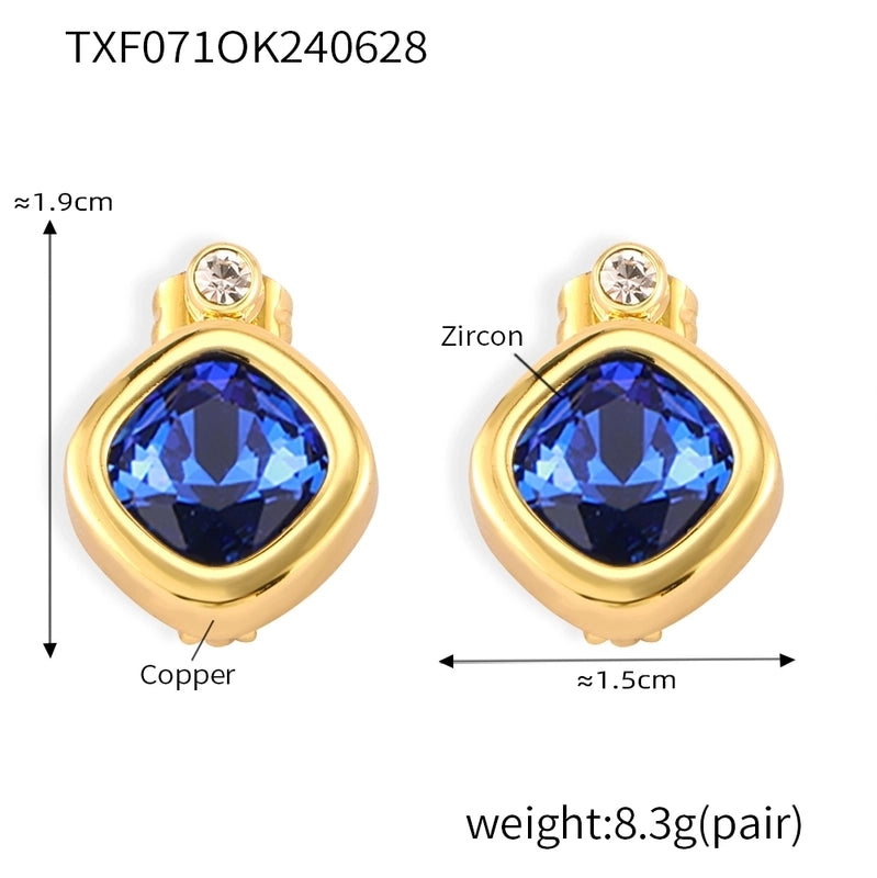Minimalist Quadrilateral 304 Stainless Steel 18K Gold Plated Plating Earrings Necklace Jewelry Set