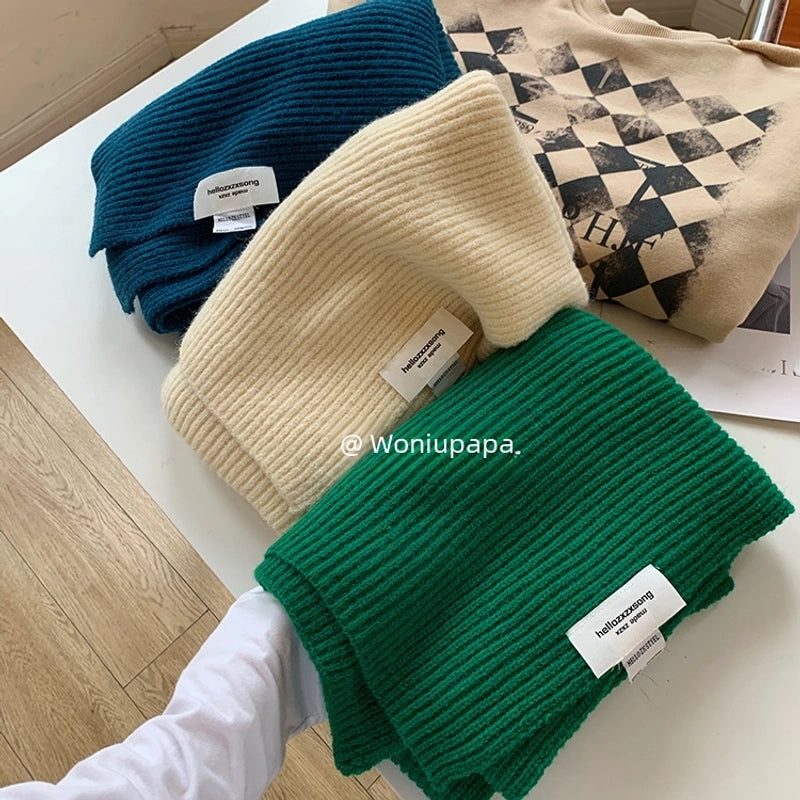 Klein Blue Thickened Knitted Wool Scarf Women's Winter  Good Riding Scarf Day Gift For Boys