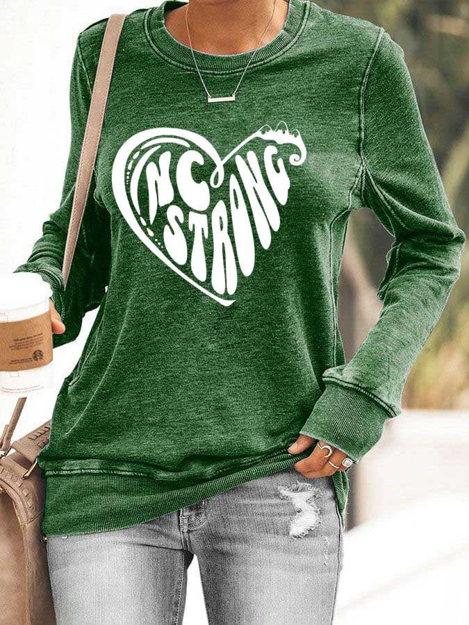 Women's NC Strong Print Casual Long Sleeve Sweater