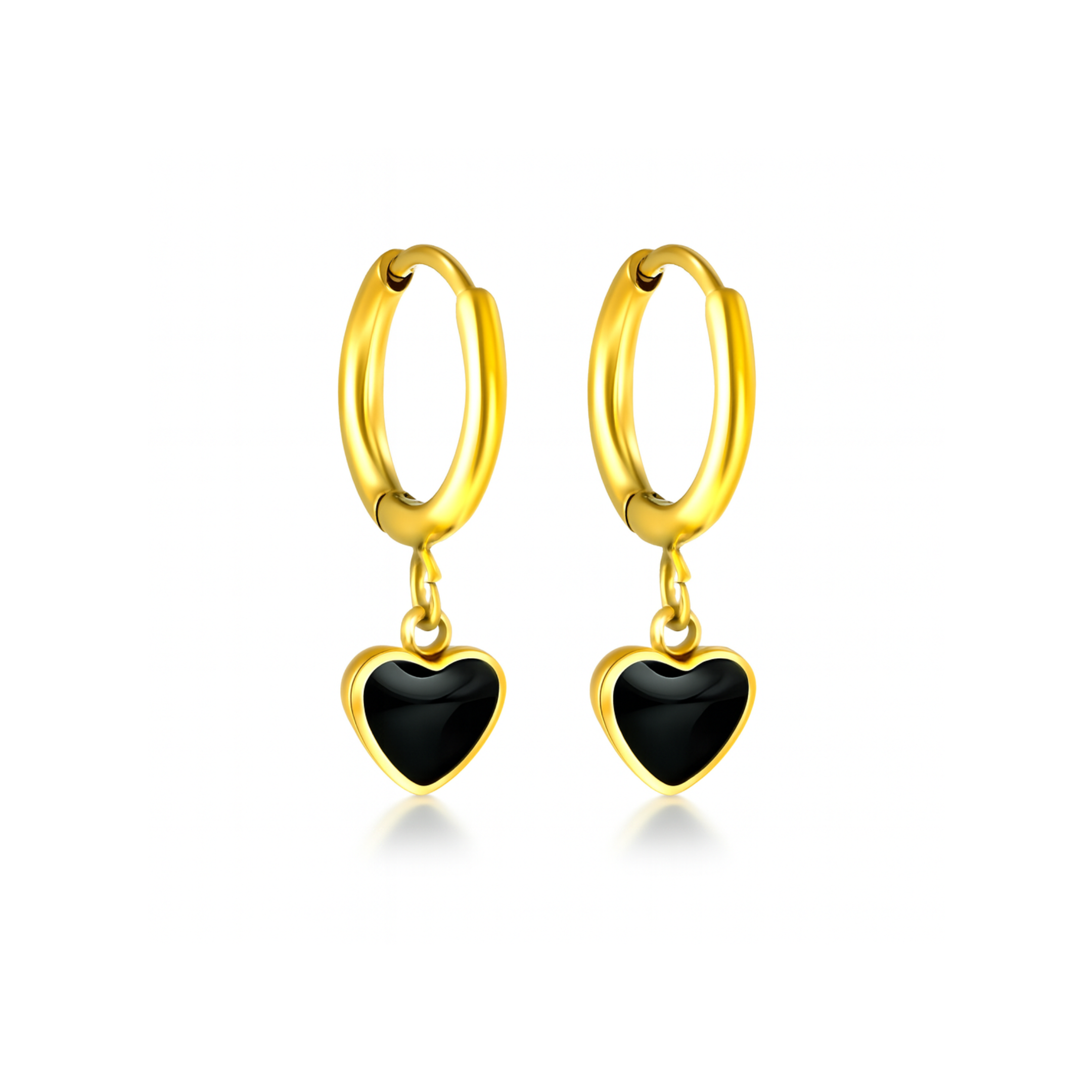 Black heart framed hoops - Gold