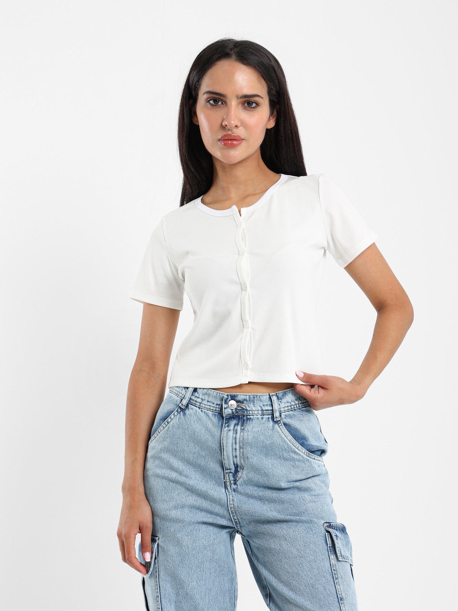 Ribbed Short Sleeve Fitted Cardigan
