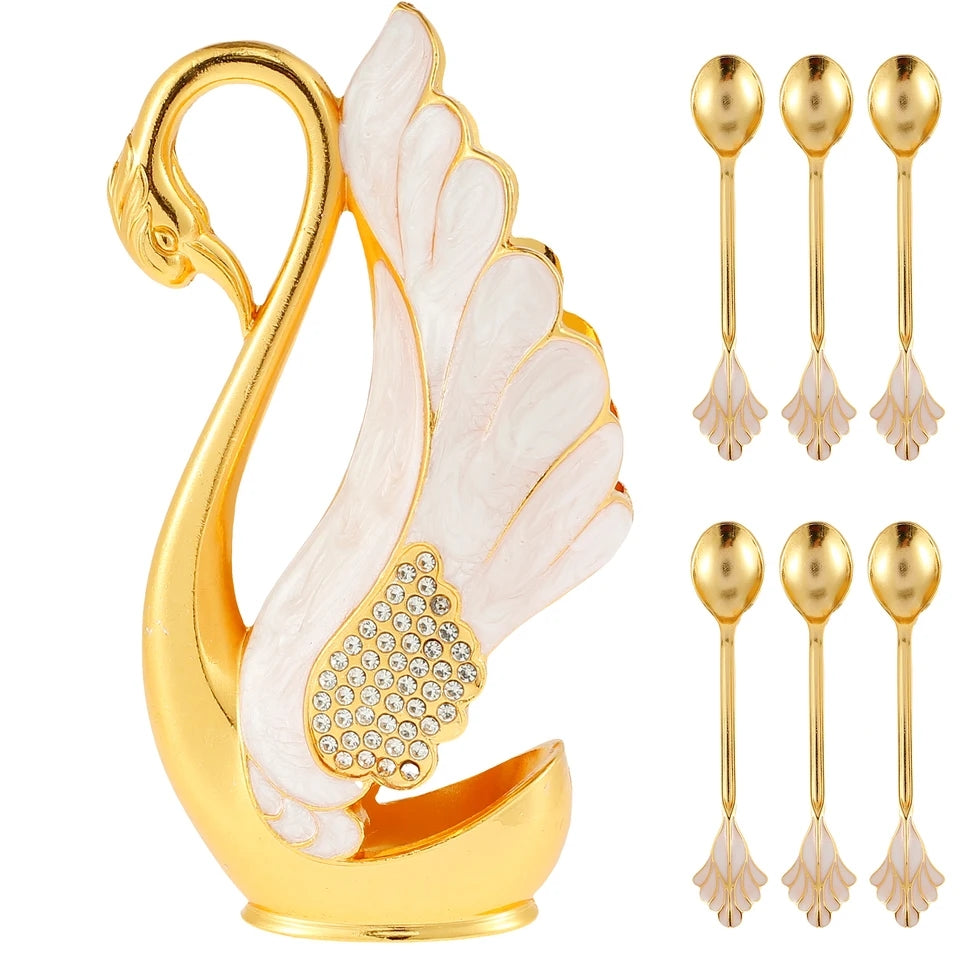 6 PIECES SWAN DESSERT SPOON SET