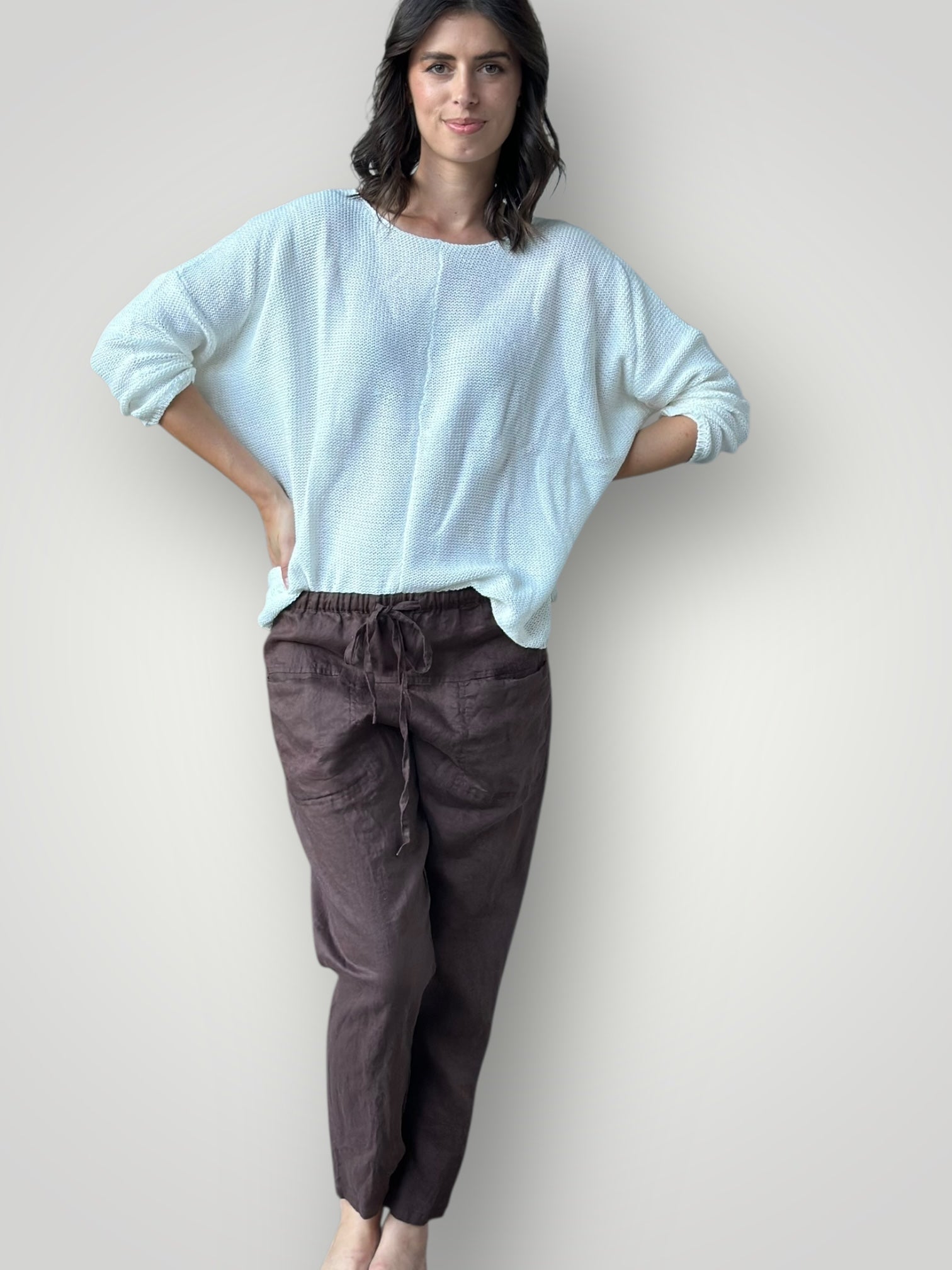 jessie pants - chocolate linen