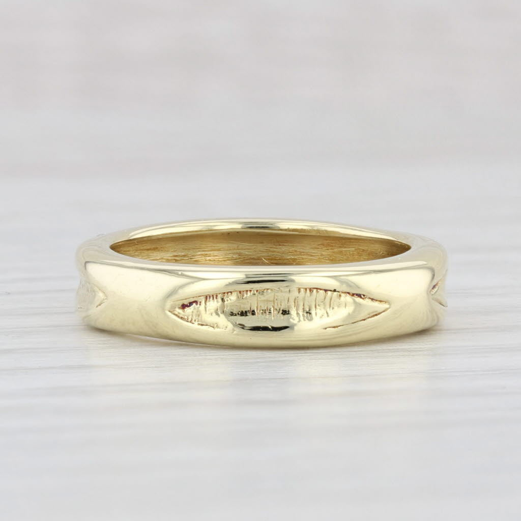 Vintage Tiffany Patterned Band 18k Yellow Gold Size 4.25 Wedding Stackable Ring