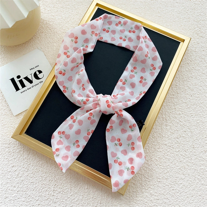 Fashion Printing Streamer Narrow Silk Scarf