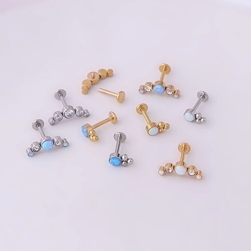Ear Cartilage Rings & Studs Fashion Geometric 316L Stainless Steel  Plating Artificial Gemstones