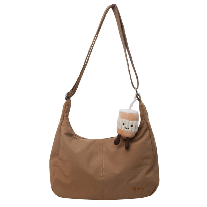 Women's Medium Pu Leather Solid Color Basic Classic Style Dumpling Shape Zipper Crossbody Bag