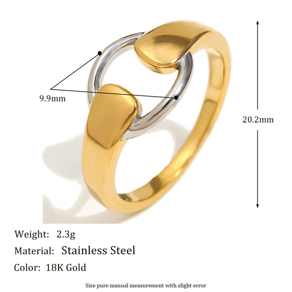 Fashionable Niche Personality Hand Jewelry Stainless Steel Plated 18K Gold Stretch Sports Shape Ring