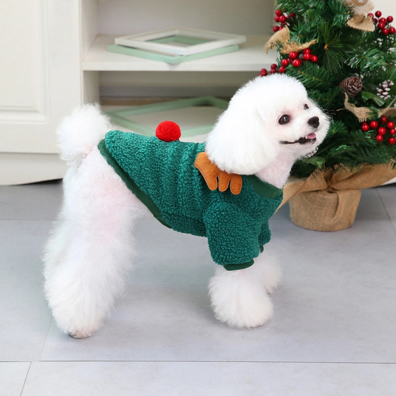 Casual Polar Fleece Christmas Christmas Tree Santa Claus Pet Clothing