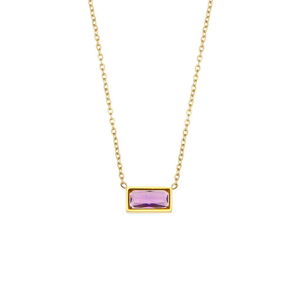 Fashion Quadrilateral Round Geometric Stainless Steel 18K Gold Plated Necklaces
