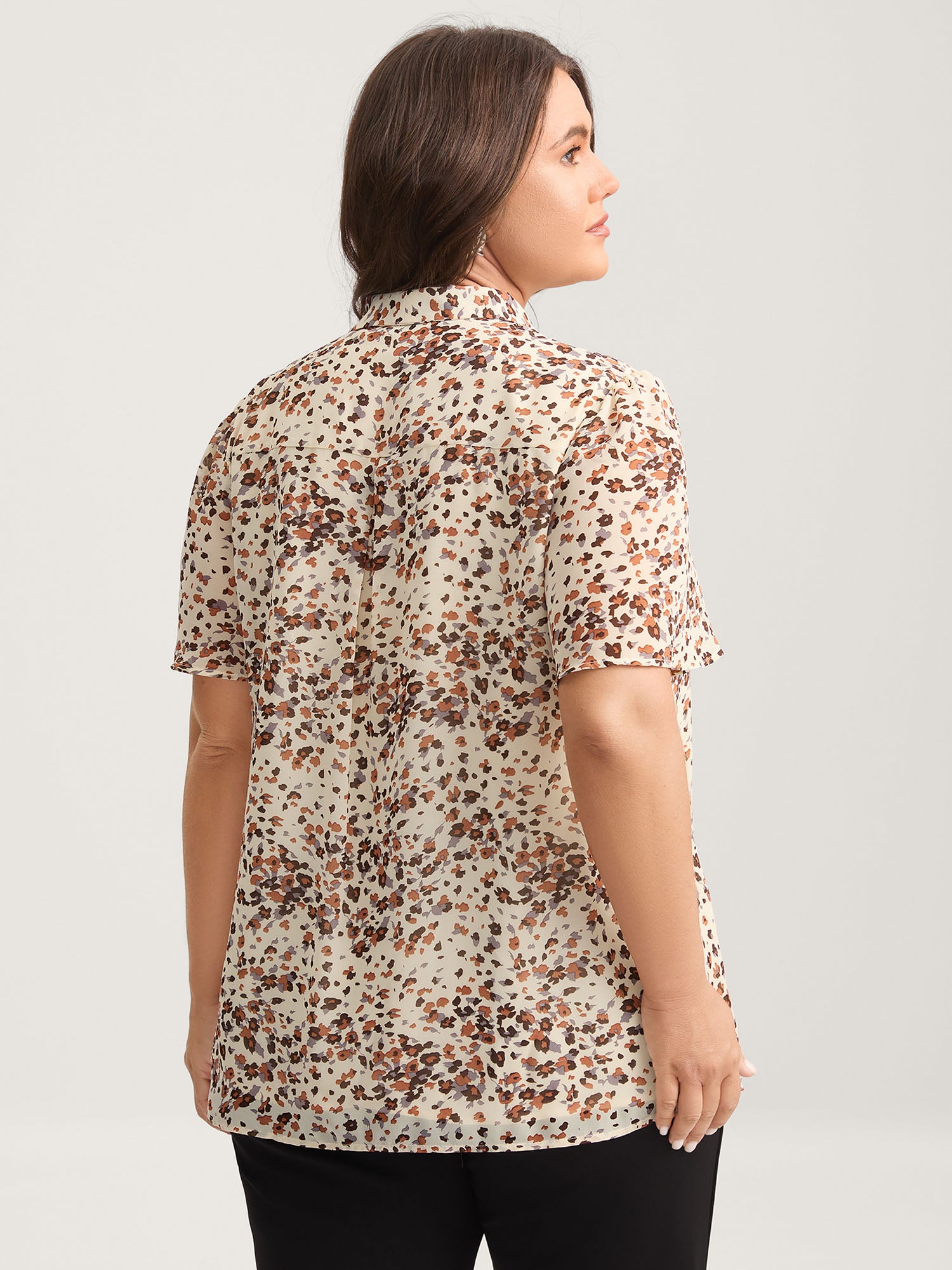Leopard Print Ribbon Collar Blouse